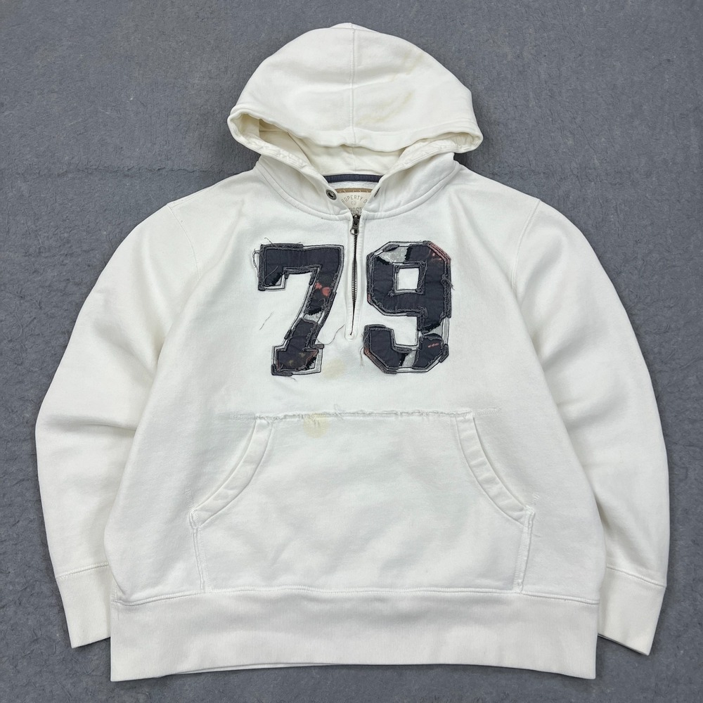 VTG Y2K Aeropostale Hoodie Men's XL White 79 Fleece 1/2 Zip Pullover Sweatshirt*